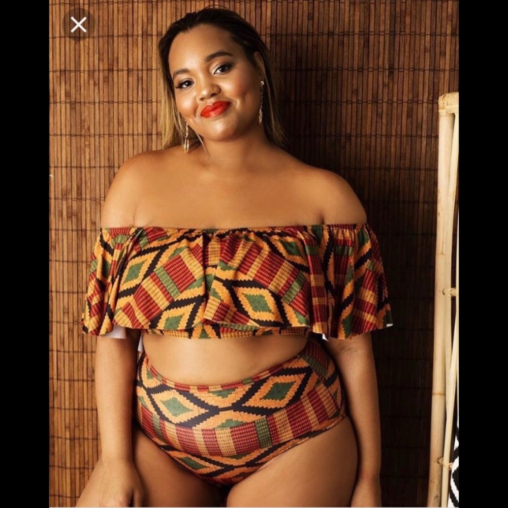 Kente print plus size bikini
